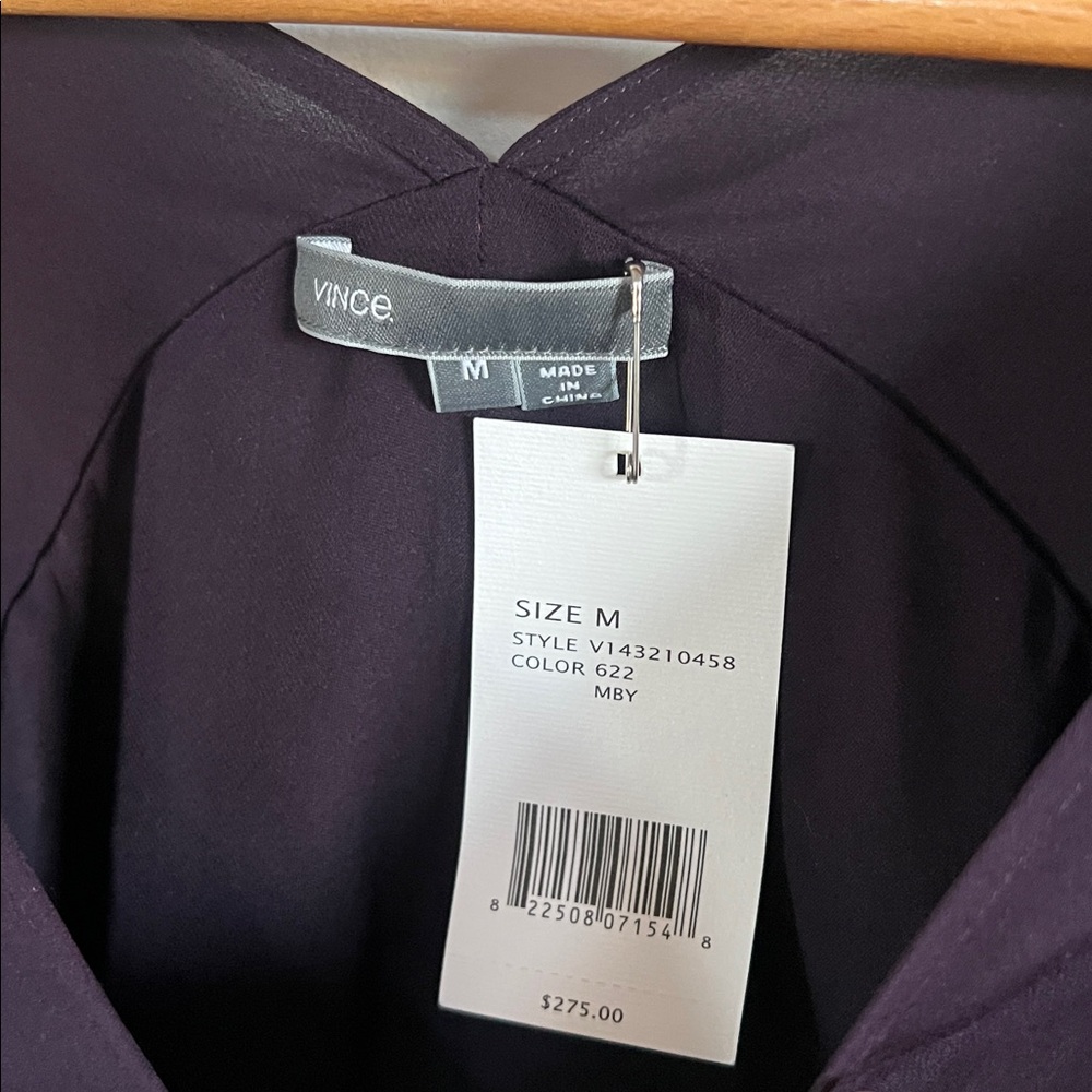 Vince 100% silk NWT Deep Purple Women's blouse - Picture 2 of 7
